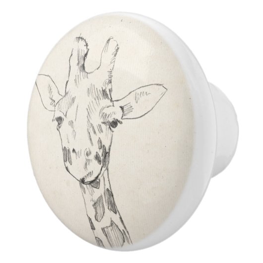 Giraffe Portrait | Schets Keramische Knop (Rechts)