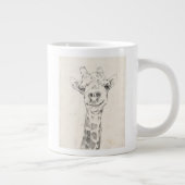 Giraffe Portrait Sketch Extra Grote Beker (Rechts)