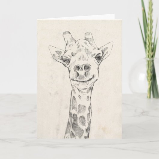 Giraffe Portrait Sketch Kaart (Voorkant)