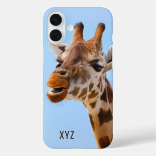 Giraffe Portret aangepaste monogram telefoongevall iPhone 16 Plus Hoesje