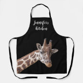 Giraffe Portret Foto Persoonlijke naam Schort (Voorkant)
