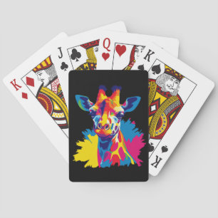 Giraffe Portret Illustratie Waterverfschilderij Pokerkaarten