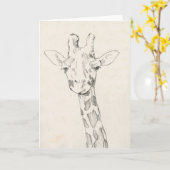 Giraffe Portret| Schets Kaart (Gele Bloem)
