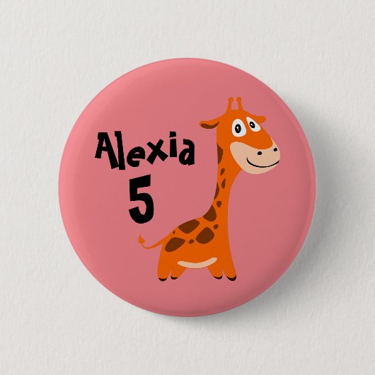 Giraffe pour Safari Party Anniversaire badge de bo (Devant)
