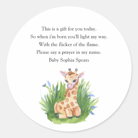 Giraffe - Prayer Candle Label (Voorkant)