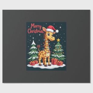 Giraffe Prettig Kerstmis Kerstboom Verlichting Ker Cadeaupapier