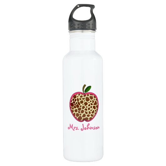 Giraffe Print Apple Gym Teacher Waterfles (Voorkant)