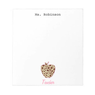 Giraffe Print Apple Teacher Notitieblok