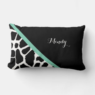 Giraffe print mint Green Stripe met naam Kussen