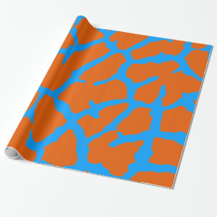 Giraffe print Oranje cyaan Cadeaupapier