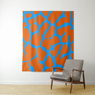 Giraffe print Oranje cyaan Wandkleed