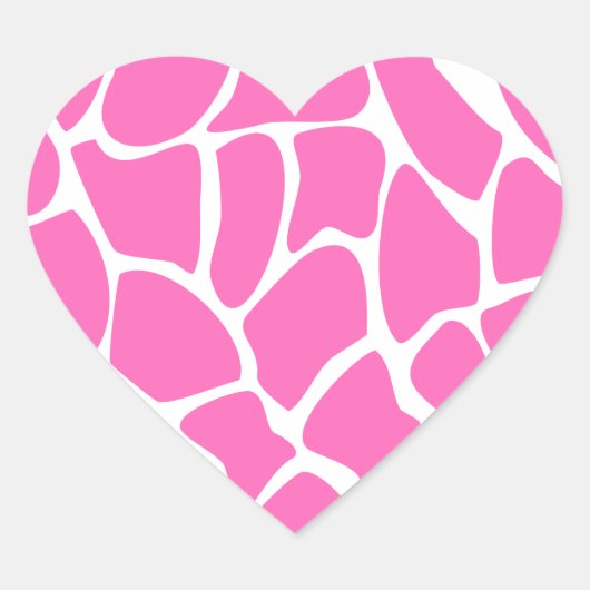 Giraffe Print Pattern in Bright Pink. Hart Sticker (Voorkant)