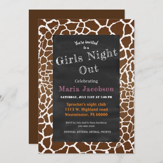 Giraffe printkarton kaart (Voorkant / Achterkant)