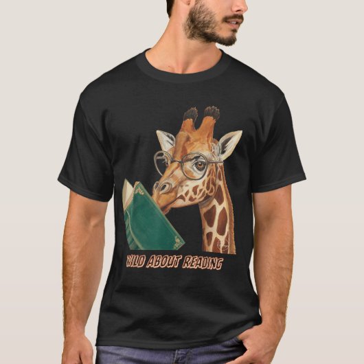 Giraffe Reading Book Eyeglasses Animals Teachers  T-shirt (Voorkant)