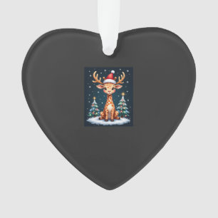 Giraffe Rendier Hoed Kerstman Kerstboom Grappig Xm Ornament