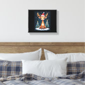 Giraffe Rendier Hoed Kerstman Kerstboom Grappige X Canvas Afdruk (Insitu (Slaapkamer))