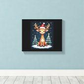 Giraffe Rendier Hoed Kerstman Kerstboom Grappige X Canvas Afdruk (Insitu (Houten vloer))