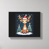 Giraffe Rendier Pet Kerstboom Funny Xm Canvas Afdruk (Voorkant)