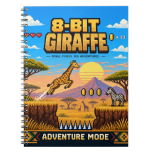 Giraffe, Retro 8-Bit Pixelkunst Notitieboek