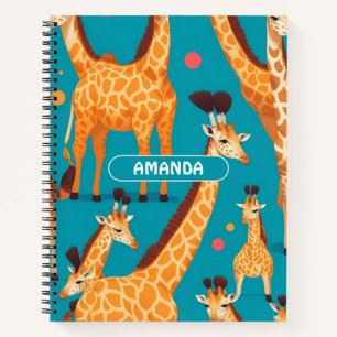 Giraffe Retro Kleurrijk Gepersonaliseerd Patroon Notitieboek