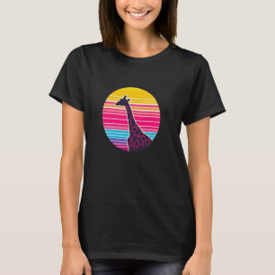 Giraffe & Retro Sun Design Stijlvol Dier T-shirt