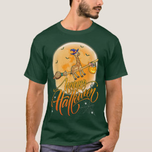 Giraffe Ride Witch Shot Moon Giraffe Hallo T-shirt