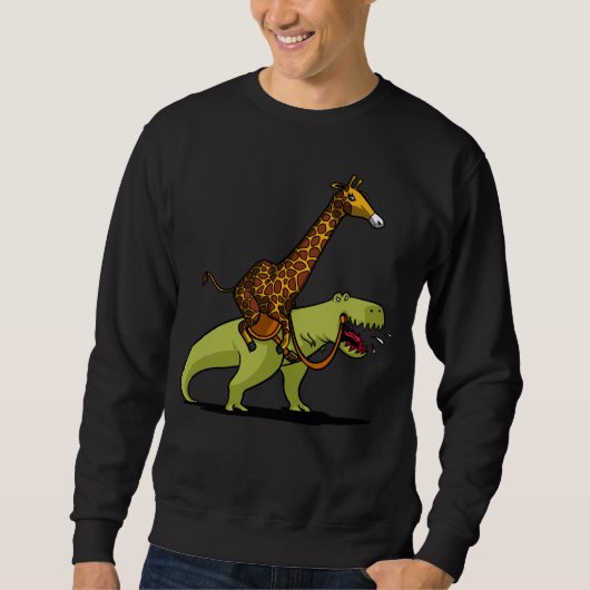 Giraffe Riding T-Rex Dinosaur Funny Animals Trui (Voorkant)