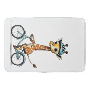Giraffe Rijden op een Fiets – Hand-Drawn Pencil Ar Badmat