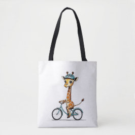 Giraffe Rijden op een Fiets – Hand-Drawn Pencil Ar Draagtas