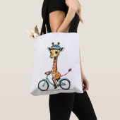 Giraffe Rijden op een Fiets – Hand-Drawn Pencil Ar Draagtas (Dichtbij)
