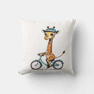 Giraffe Rijden op een Fiets – Hand-Drawn Pencil Ar Kussen