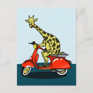 Giraffe rijden op een motorfiets briefkaart
