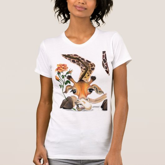 Giraffe romantique avec T-shirt Rose Gentleman Fun (Devant)