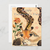 Giraffe romantique Drôle carte Saint Valentin (Devant / Derrière)