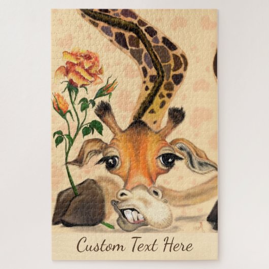 Giraffe romantique Drôle Puzzle Cadeau Texte perso (Vertical)