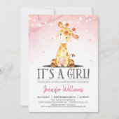 Giraffe rose Baby shower Invitation fille (Devant)