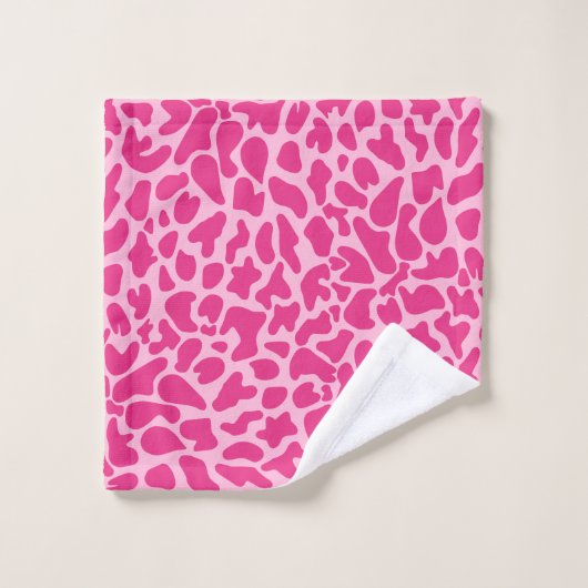 Giraffe rose chaud Monogramme moderne fille (Gant de toilette)