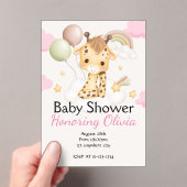 Giraffe rose fille BABY SHOWER INVITATION (In situ (ordinateur de poche))