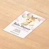 Giraffe rose fille BABY SHOWER INVITATION (Poser)