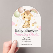 Giraffe rose fille BABY SHOWER INVITATION (In situ (ordinateur de poche))