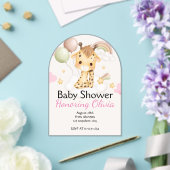 Giraffe rose fille BABY SHOWER INVITATION (Insitu (Mariage))