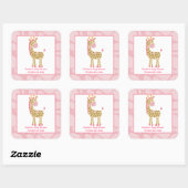 Giraffe rose Fille Safari Carré Favoriser Stickers (Feuille)