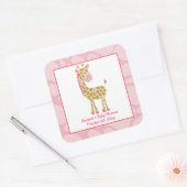 Giraffe rose Fille Safari Carré Favoriser Stickers (Enveloppe)