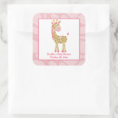 Giraffe rose Fille Safari Carré Favoriser Stickers (Sac)