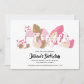 Giraffe rose Invitation de fête d'anniversaire (Devant)