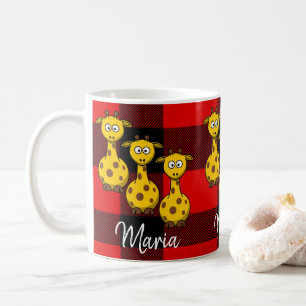 Giraffe Rouge Noir Plaid Mug