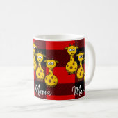 Giraffe Rouge Noir Plaid Mug (Devant droit)