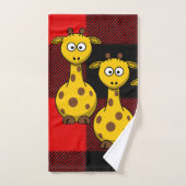 Giraffe Rouge Noir Plaqué Serviettes de toilette (Serviette à main)