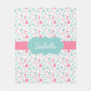 Giraffe Roze Mint Aqua Blauwgroen flessenbak Fleece Deken