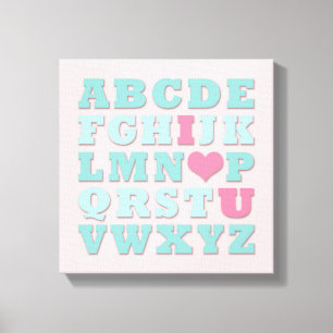 Giraffe Roze Mint Aqua Blauwgroen Wall Art Canvas